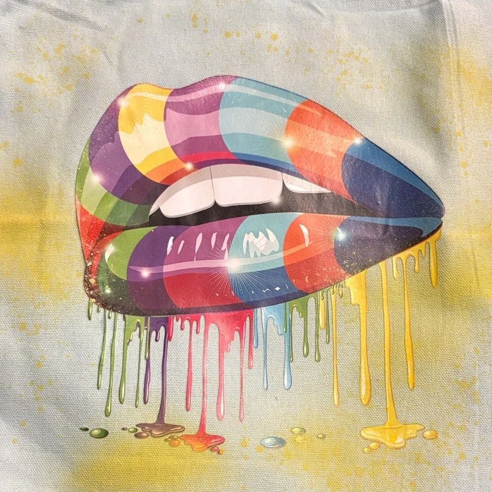 Colorful Lips Canvas Tote Bag